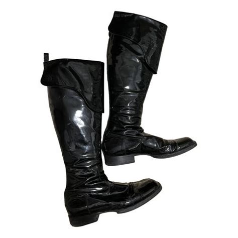 chanel blue patent leather|Chanel patent leather pirate boots.